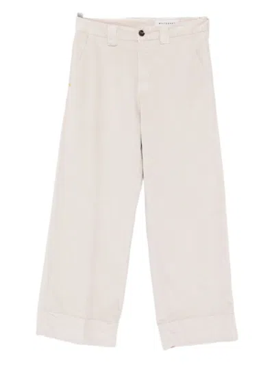 White Sand Button-fastening Belt-loops Trousers In Brown