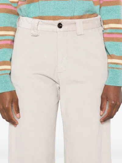 White Sand Button-fastening Belt-loops Trousers In Brown