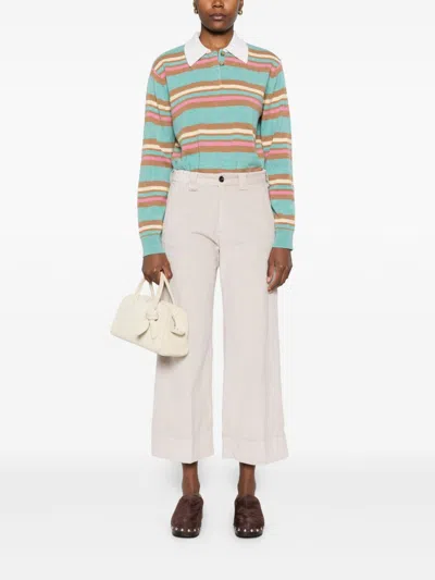 White Sand Button-fastening Belt-loops Trousers In Brown