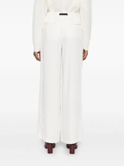 White Sand Drawstring Buckle Trousers In White
