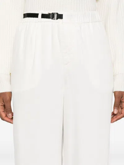 White Sand Drawstring Buckle Trousers In White