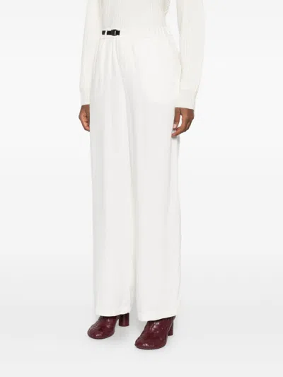White Sand Drawstring Buckle Trousers In White