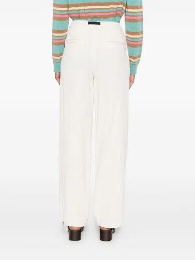 White Sand Drawstring Buckle Trousers In White