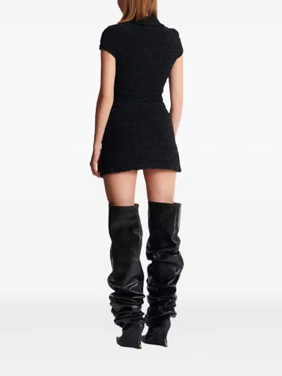 Balmain Tweed Mini Skirt In Black