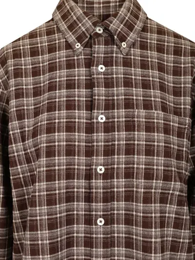 Dunst Unisex Check Flannel Shirt Shirts Brown In Brown