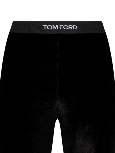 Tom Ford Black Leggings With Branded Band In Velvet Woman