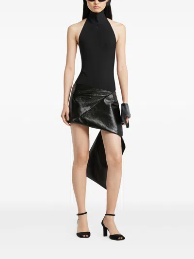 Courrèges Side-drape Vinyl Mini Skirt In Black