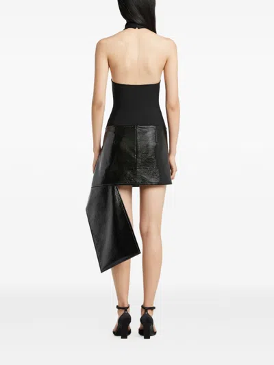 Courrèges Side-drape Vinyl Mini Skirt In Black