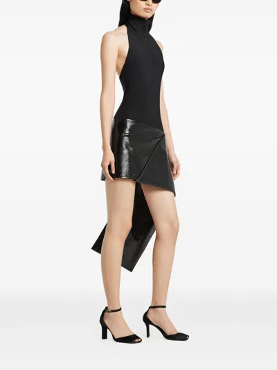 Courrèges Side-drape Vinyl Mini Skirt In Black