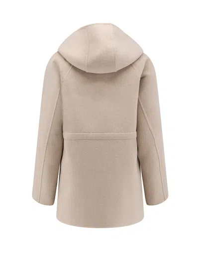 Fendi Double-breasted Wool Coat In Neutral