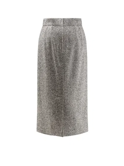 Dolce & Gabbana High-waisted Textured Midi Pencil Skirt In Gray