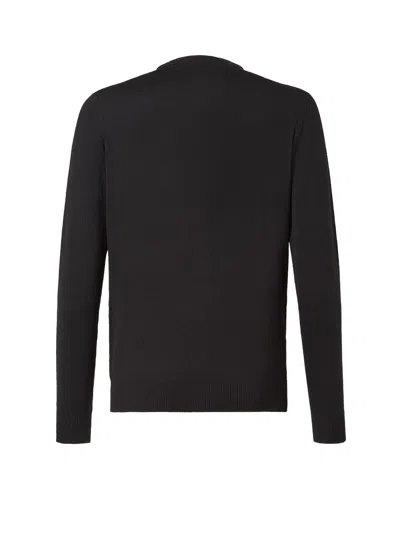 Fendi Regular Fit Wool Blend Pullover With Pockets In Black