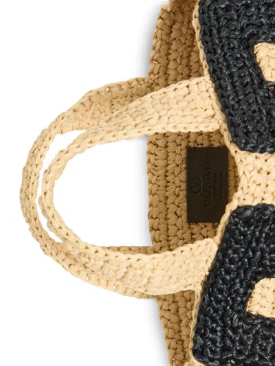 Valentino Garavani Viva Superstar Crochet Small Tote Bag In Neutral