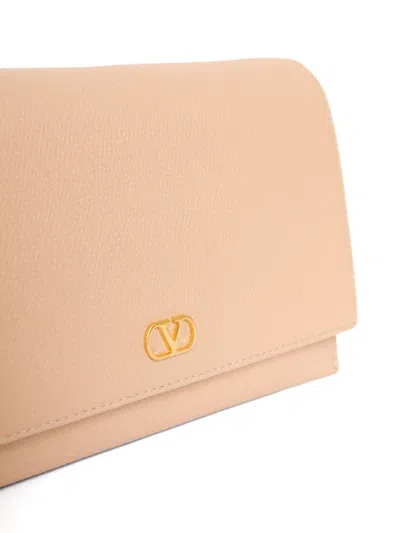 Valentino Vlogo Signature Leather Wallet On Chain In Brown