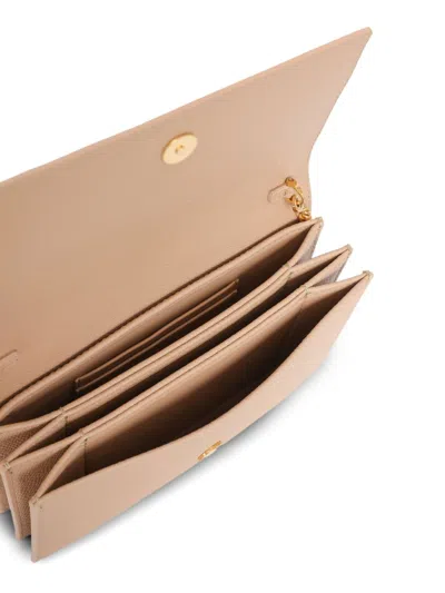 Valentino Vlogo Signature Leather Wallet On Chain In Brown