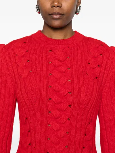 Alexander Mcqueen Ribbed And Cable-knit Wool And Cashmere-blend Mini Dress In Red