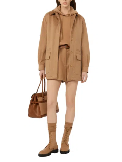Max Mara Wool And Cashmere Hoodie In Brown
