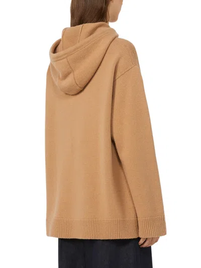 Max Mara Wool And Cashmere Hoodie In Brown