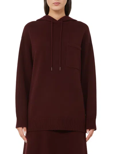 Max Mara Drawstring Hoodie Applique Pocket In Black