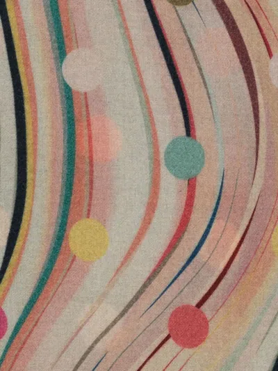 Paul Smith Cashmere Wool Scarf With Polka Dots And Swirls In Pink