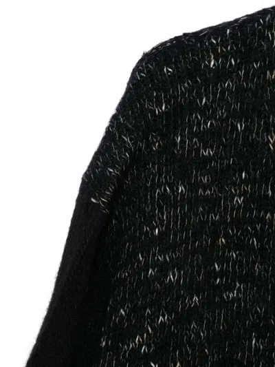 Alysi Wool And Cotton Blend Cardigan In Black