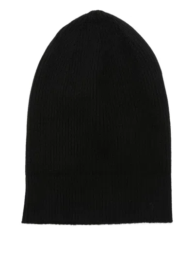 Rick Owens Ribbed Wool Beanie In Black