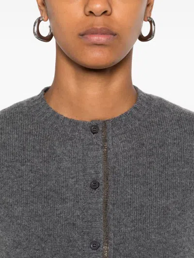 Fabiana Filippi Soft Wool Blend Long Sleeve Jacket In Gray