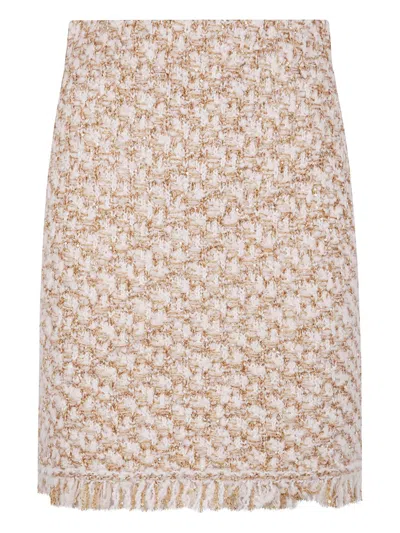 Fabiana Filippi Textured Midi Skirt With Fringe And Sequins In Neutral