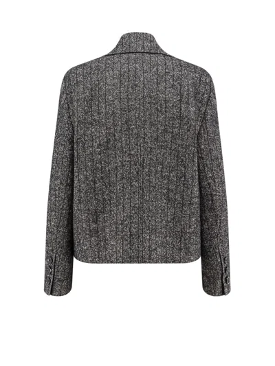 Dolce & Gabbana Striped Double-breasted Jacket In Gray