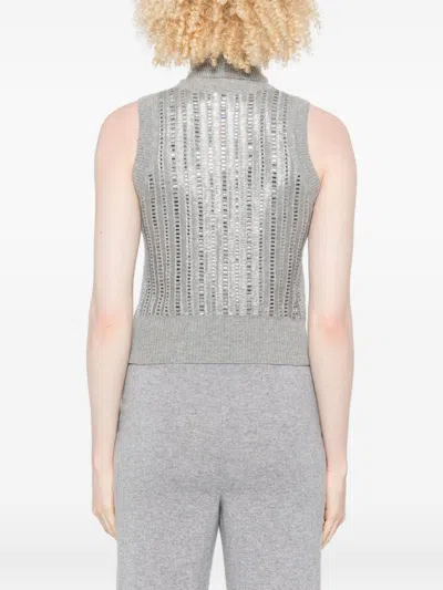 Ermanno Scervino Metallic Turtleneck Sleeveless Tank Top In Gray