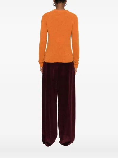 Base Round-neck Long-sleeve Sweater In Orange