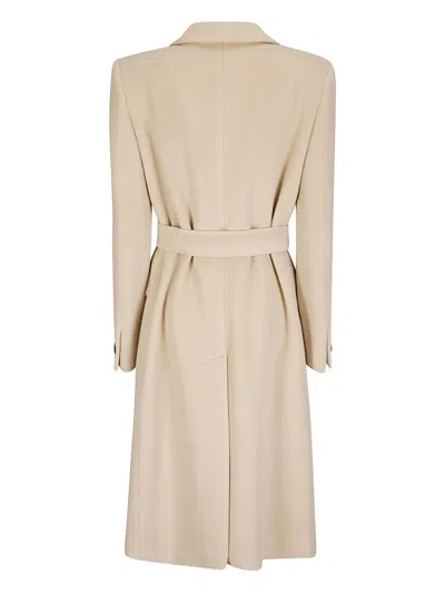 Tagliatore Double-breasted Wool Coat Belted Waist In Neutral