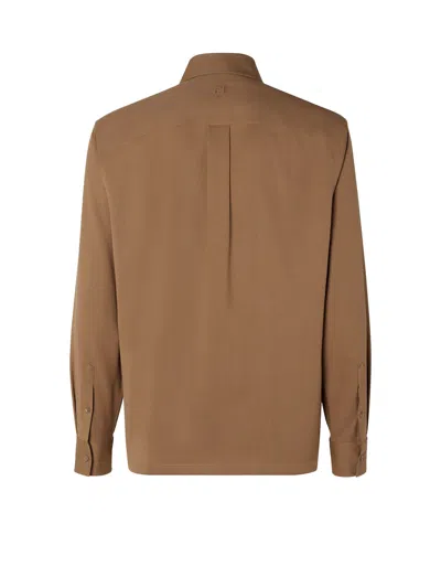 Fendi Luxurious Wool Long Sleeve Shirt In Brown