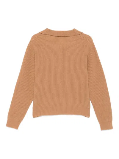 Alysi Wool Polo Sweater In Brown