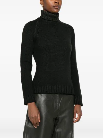Base Purple Wool Turtle-neck Jumper In Black