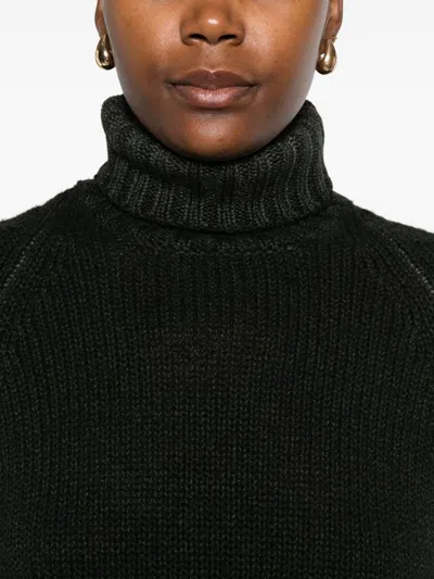 Base Purple Wool Turtle-neck Jumper In Black