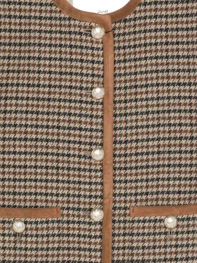 Dunst Beige Jacket With Button Closure And Front Pockets In Tweed Woman In Multi