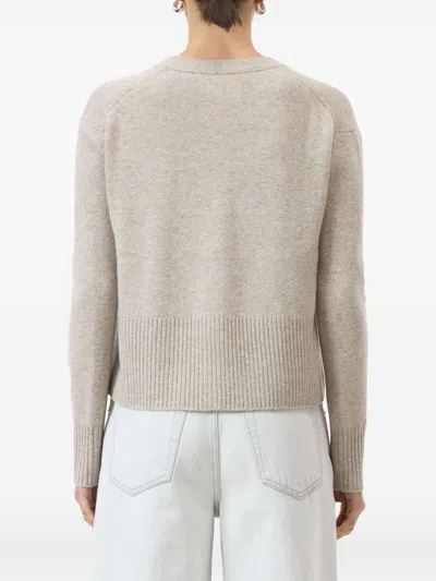 Closed Wool V-necked Cardigan In Gray