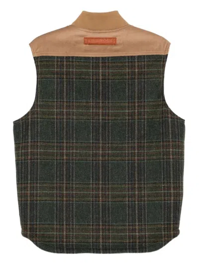 Junya Watanabe Comme Dg X Filson Leather-panelled Full-zip Vest In Brown