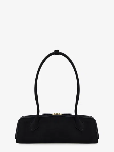 Alaïa Alaia Women Charcoal Suede Medium Le Teckel Shoulder Bag In Black