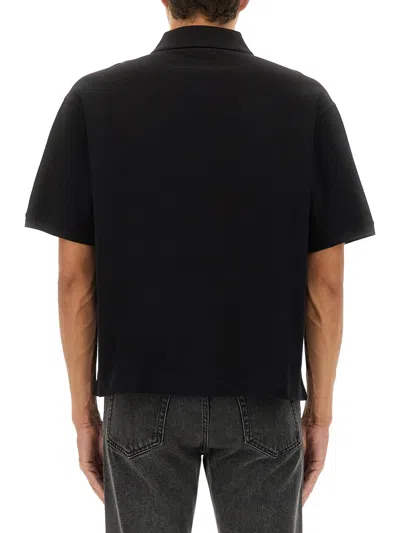 Alexander Mcqueen Short Sleeve Polo Shirt With Embroidered Detail In Black