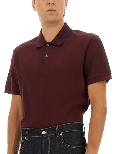 Alexander Mcqueen Alexander Mc Queen Polo Shirt With Logo On The Collar In Burgundy