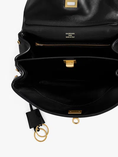 Balenciaga Rodeo Medium Smooth Leather Hand Bags In Black