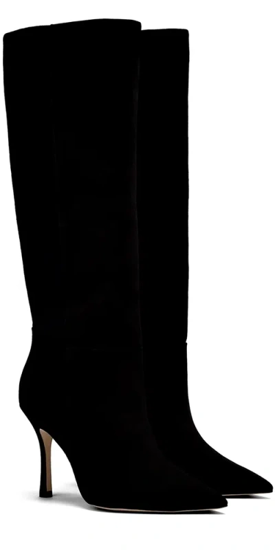 Larroude Black Kate 100 Suede Knee-high Boots In Black