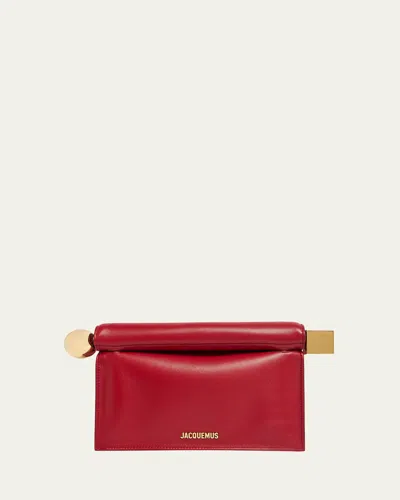 Jacquemus Round Square Clutch Bag Top Handle In Red