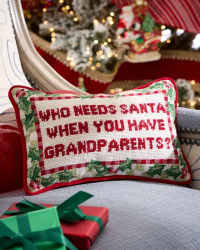 C & F Who Needs Santa Needlepoint Pillow, 8" X 12" In Red