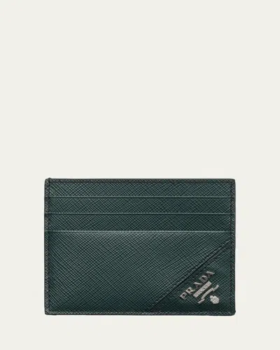 Prada Men's Saffiano Metal Cardcase In Green