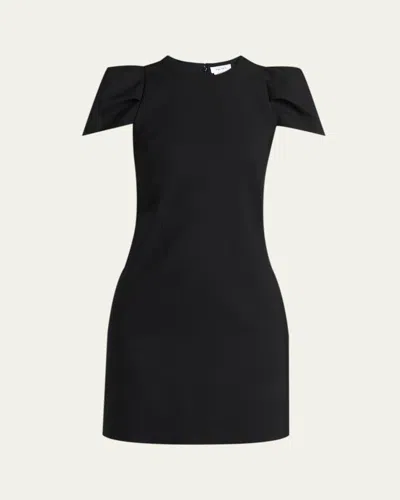 Alexander Mcqueen Mcqueen Puff Cap Sleeve Stretch Wool Minidress In Black
