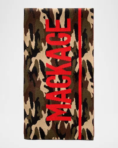 Mackage Men's Juno Wool Camouflage Logo Scarf In Brown