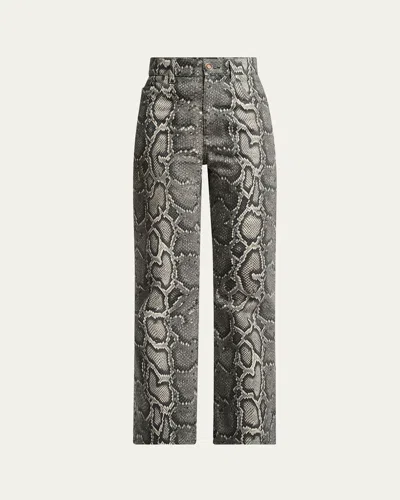 Gabriela Hearst Ezra Snake-print Bootcut Ankle Jeans In Multi